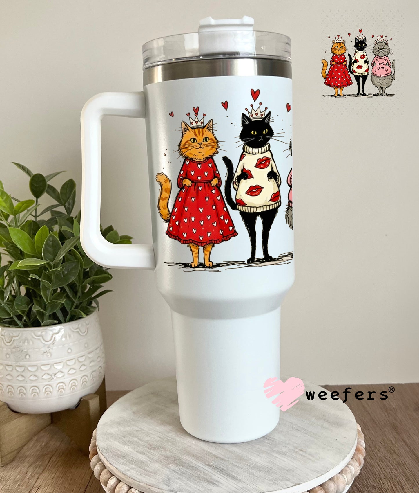 UV DTF Decal - Granny Cats Valentine's Day 40oz Tumbler Cup Wrap Weefers