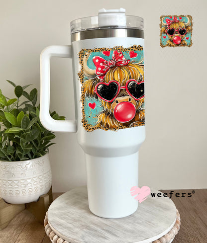 UV DTF Decal - Bougie Red Bubble Cow 40oz Tumbler Cup Wrap Weefers