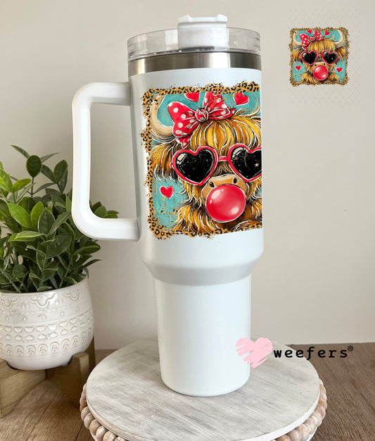 UV DTF Decal - Bougie Red Bubble Cow 40oz Tumbler Decal Weefers