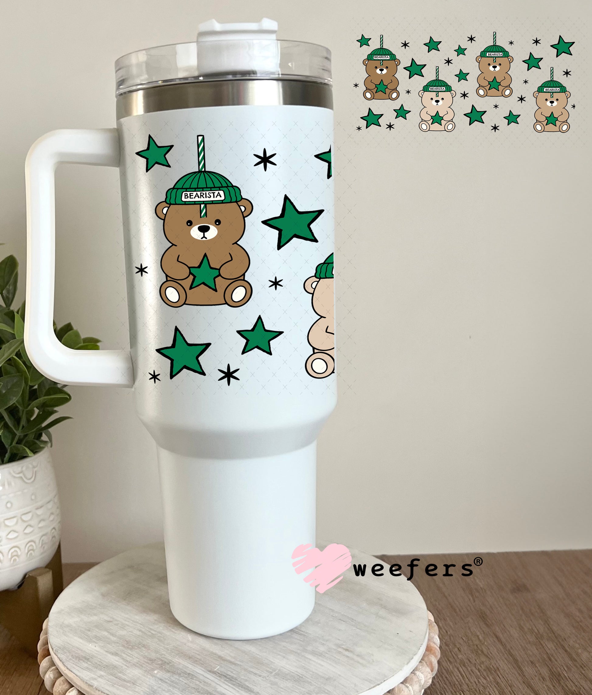 UV DTF Cup Wrap – Viral Bear with Stars 40oz Tumbler Cup Wrap Weefers