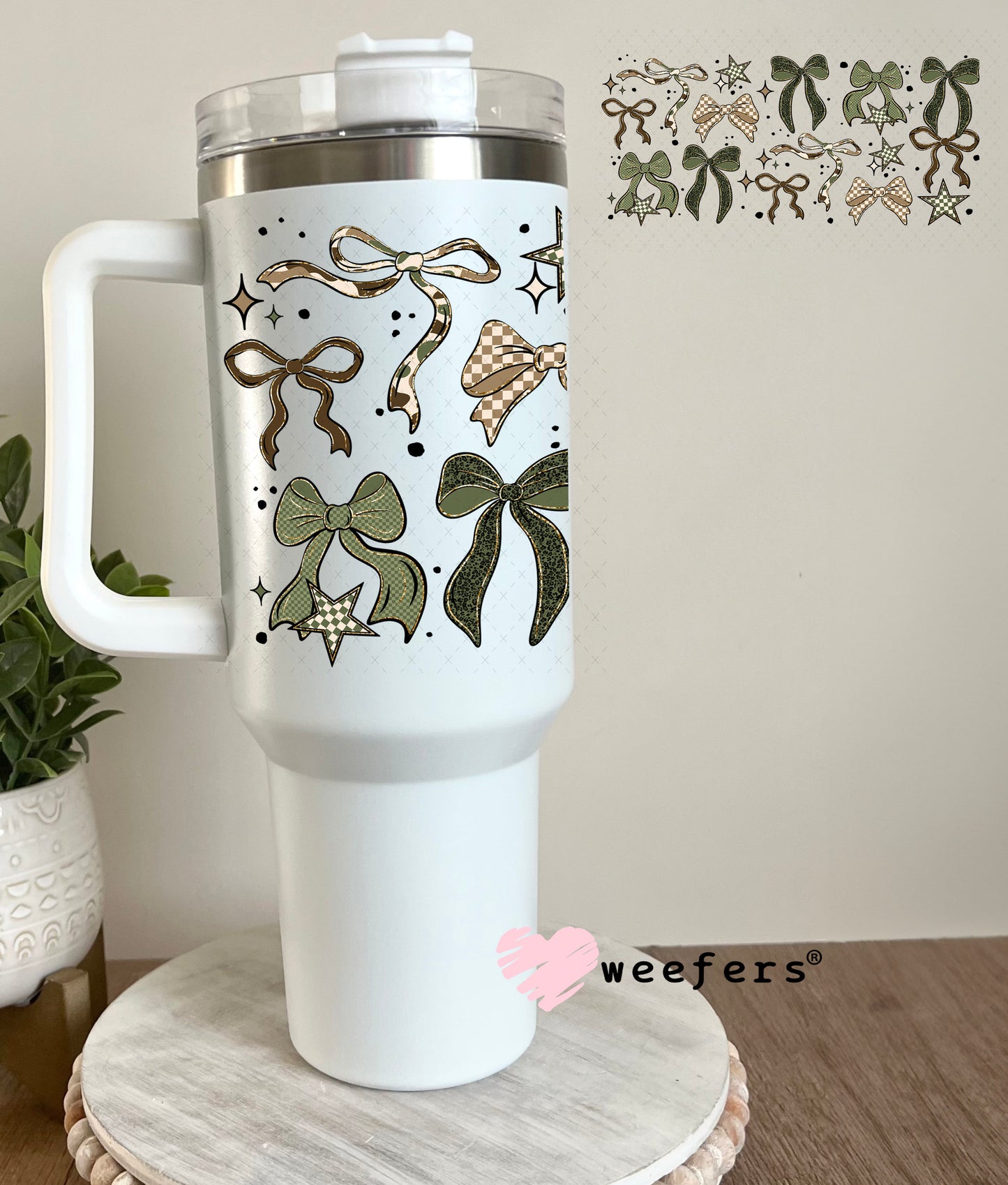 UV DTF Cup Wrap – Camouflage Bows 40oz Tumbler Cup Wrap Weefers