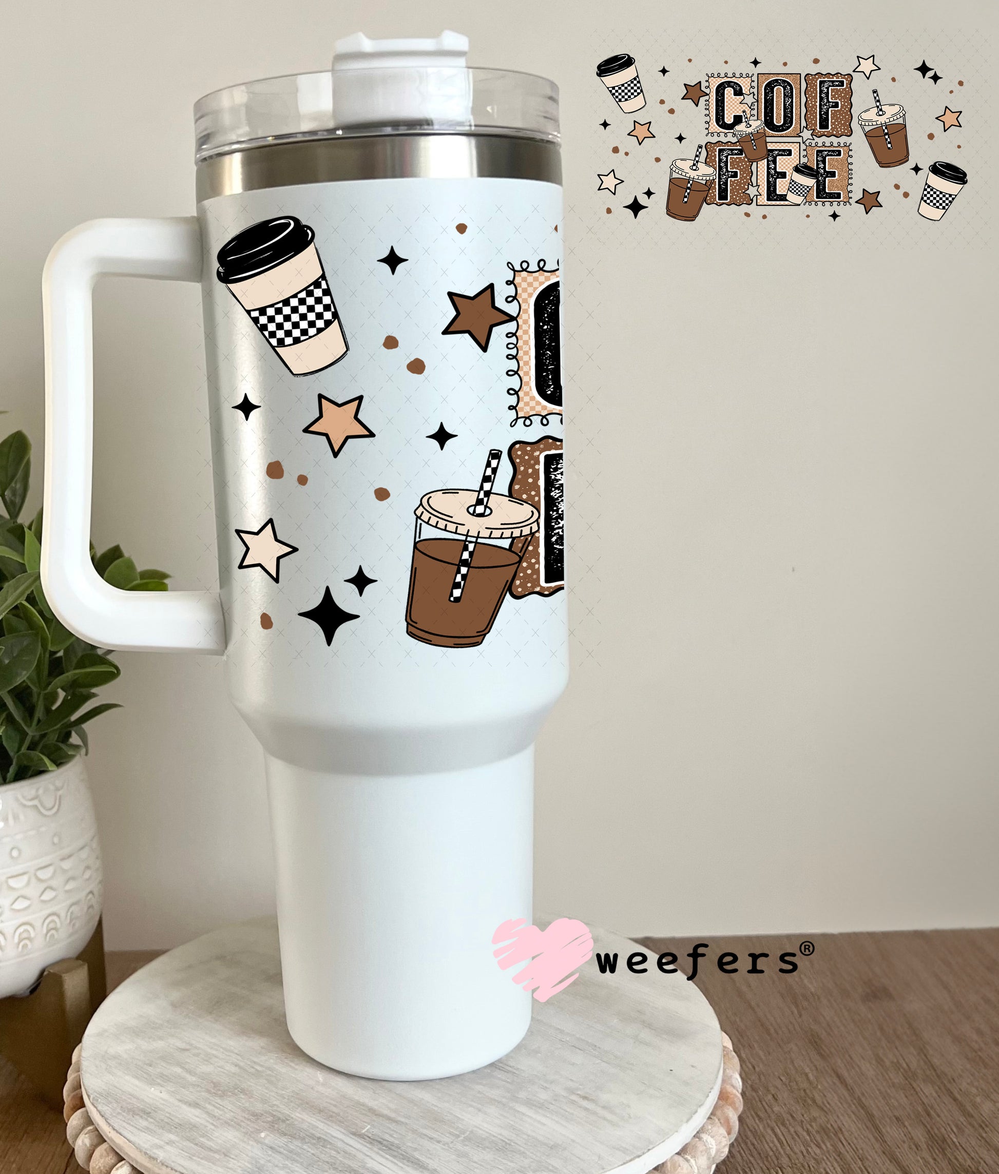 UV DTF Cup Wrap – Coffee Iced and Hot 40oz Tumbler Cup Wrap Weefers