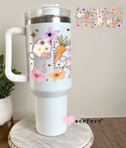 UV DTF Cup Wrap – Floral Easter Bunny 40oz Tumbler Cup Wrap Weefers
