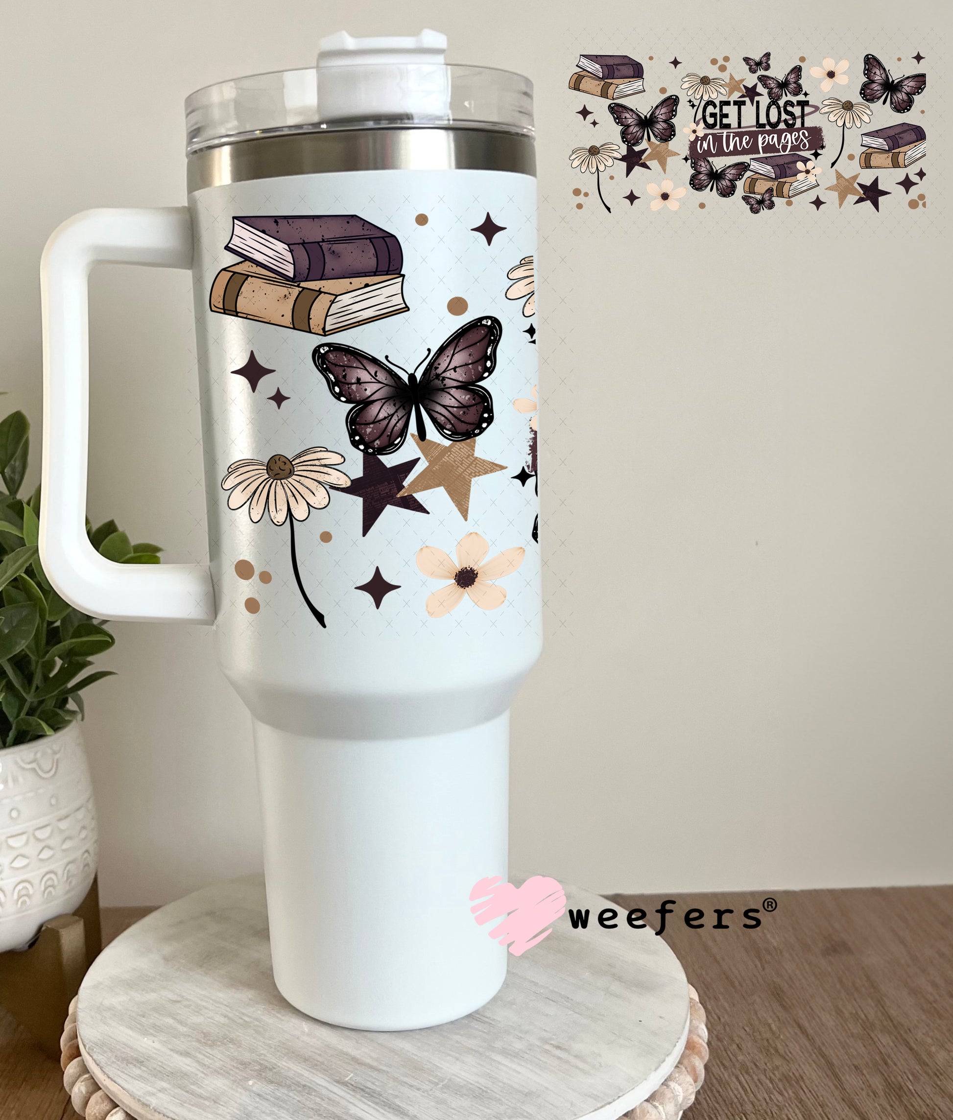 UV DTF Cup Wrap – Get Lost in The Pages 40oz Tumbler Cup Wrap Weefers