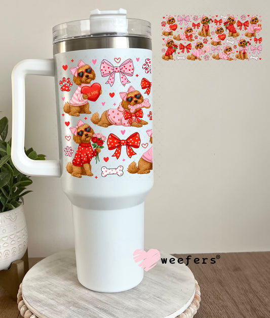 UV DTF Cup Wrap – Goldendoodle Valentine's Day 40oz Tumbler Cup Wrap Weefers