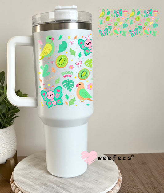 UV DTF Cup Wrap – Butterflies and Parrots 40oz Tumbler Cup Wrap Weefers