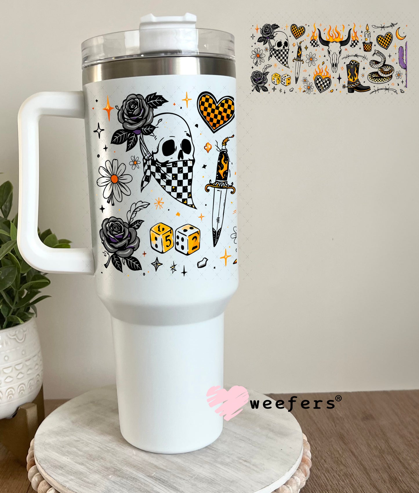 UV DTF Cup Wrap – Western Orange and Black 40oz Tumbler Cup Wrap Weefers