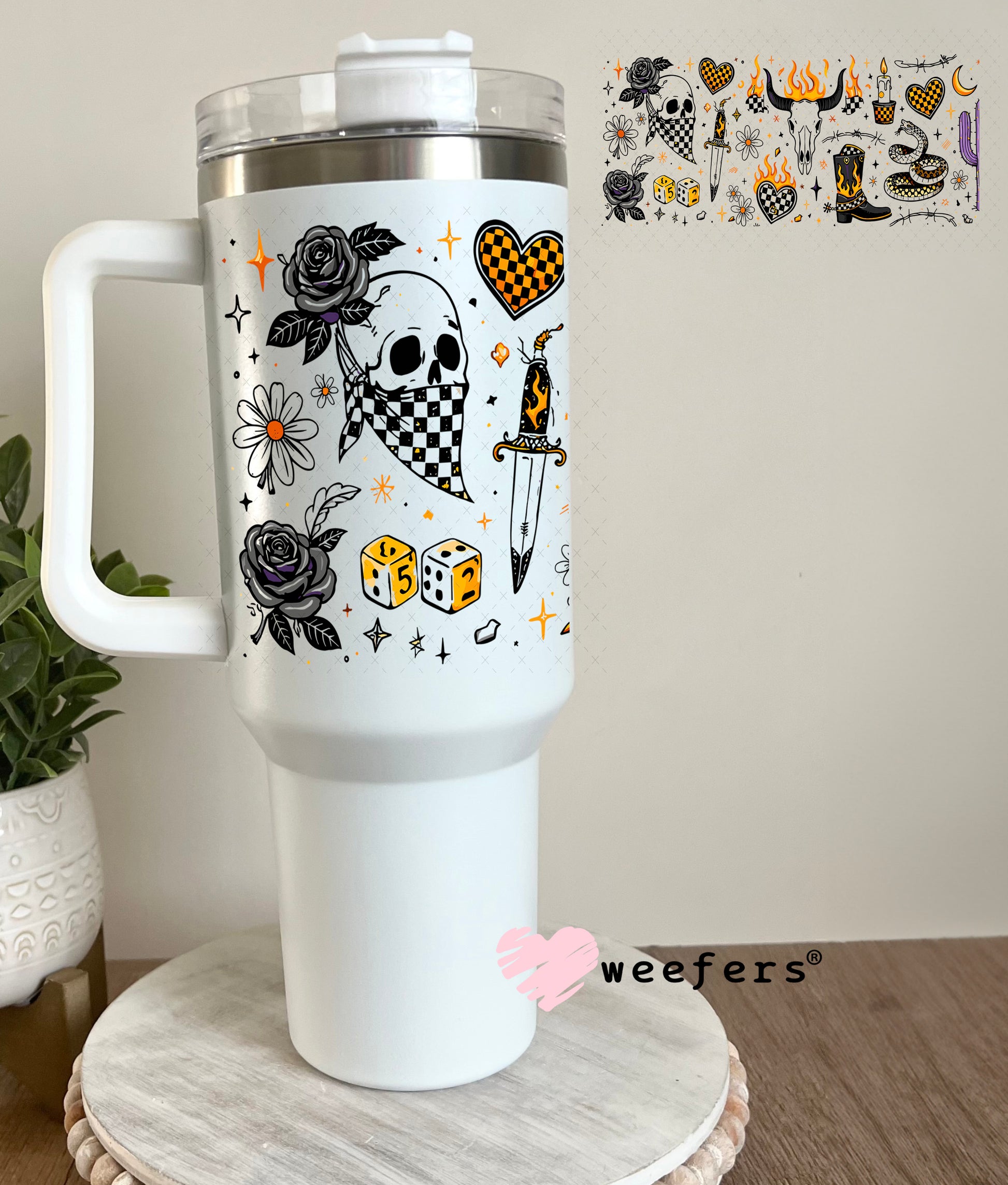 UV DTF Cup Wrap – Western Orange and Black 40oz Tumbler Cup Wrap Weefers