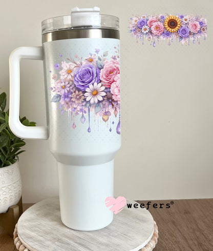 UV DTF Cup Wrap – Pink and Purple florals 40oz Tumbler Cup Wrap Weefers