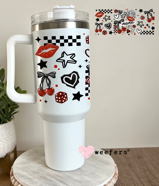 UV DTF Cup Wrap – Mama Cherries and Dice 40oz Tumbler Cup Wrap Weefers