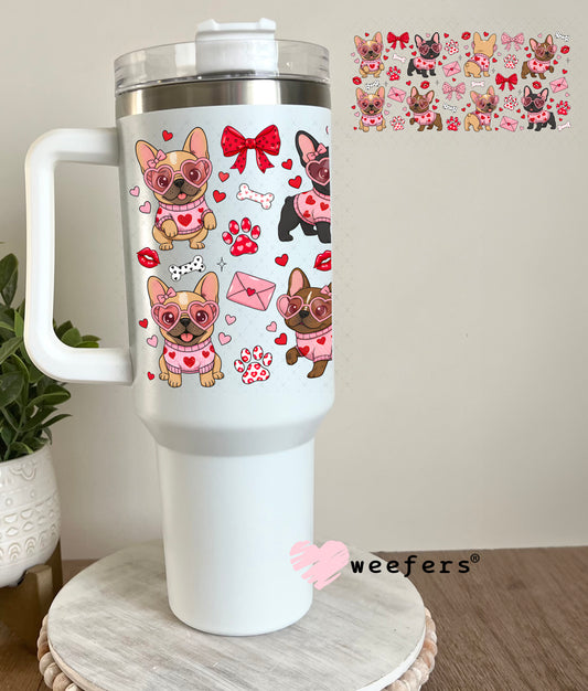 UV DTF Cup Wrap – Frenchie Valentine's Day 40oz Tumbler Cup Wrap Weefers