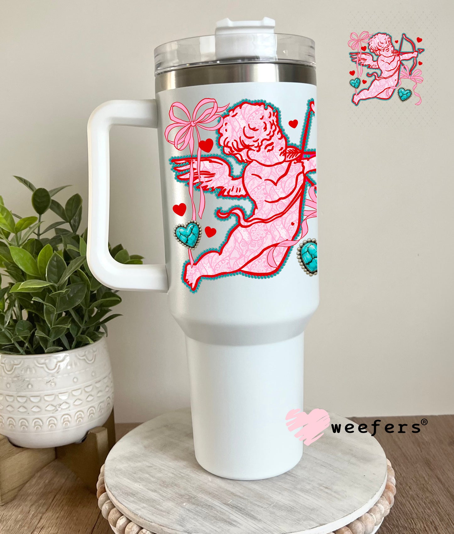 UV DTF Decal -Cupid Valentine's Day 40oz Tumbler Cup Wrap Weefers