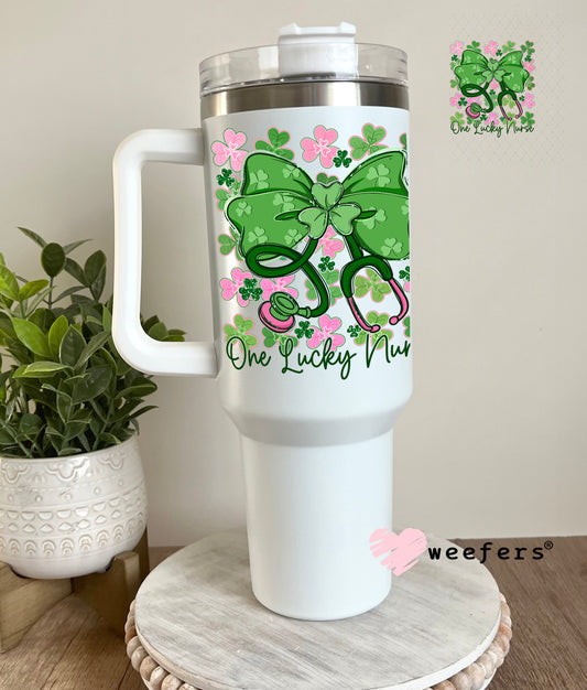UV DTF Decal - One Lucky Nurse St. Patrick's Day 40oz Tumbler Decal Weefers