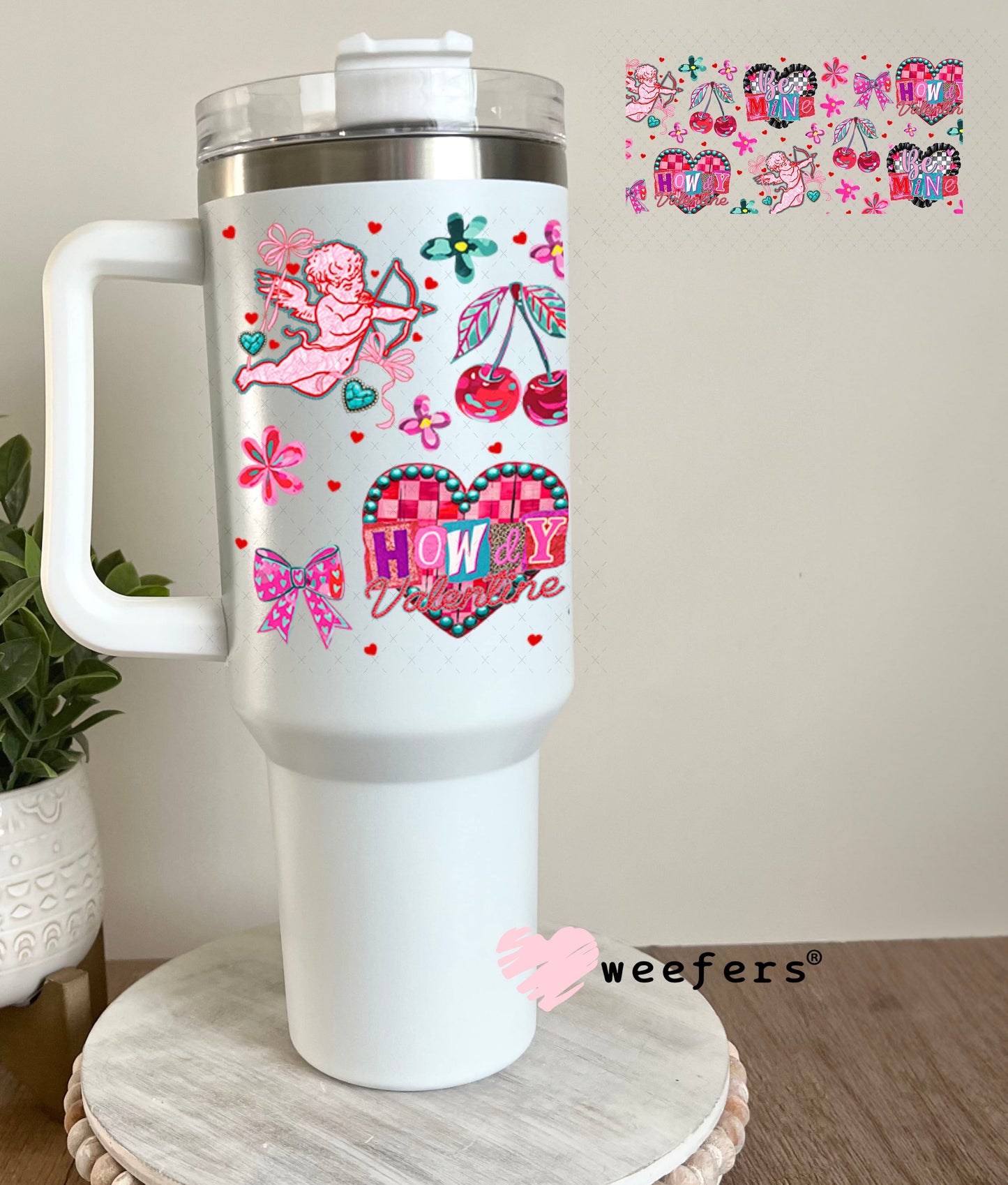 UV DTF Cup Wrap – Cupid Howdy Valentine - Weefers Exclusive 40oz Tumbler Wrap Weefers