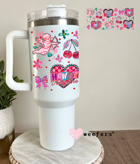 UV DTF Cup Wrap – Cupid Howdy Valentine - Weefers Exclusive 40oz Tumbler Wrap Weefers