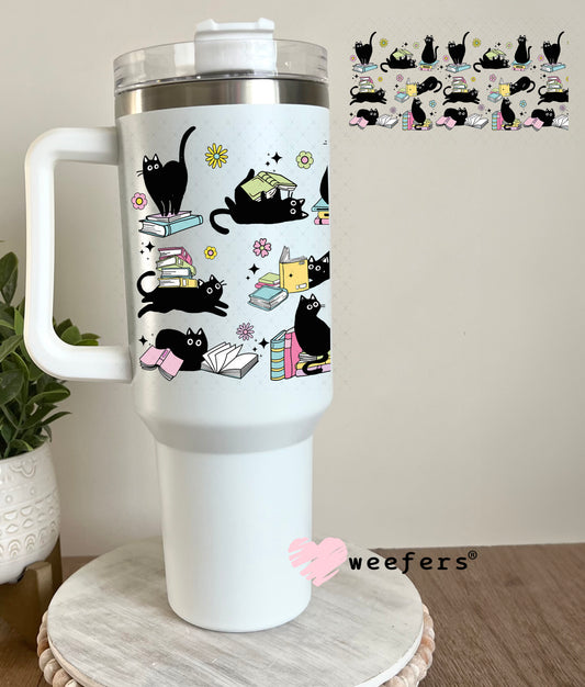 UV DTF Cup Wrap – Black Cats and Books 40oz Tumbler Cup Wrap Weefers