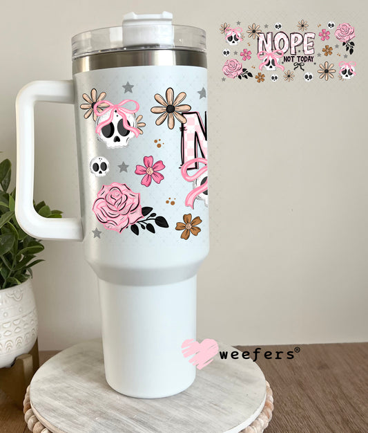 UV DTF Cup Wrap – Nope Not Today Pinks and Browns 40oz Tumbler Cup Wrap Weefers
