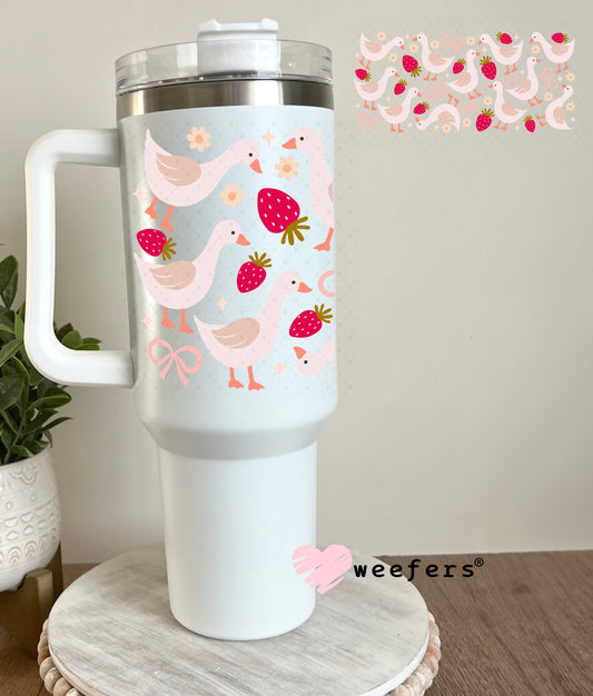 UV DTF Cup Wrap – Geese and Strawberries 40oz Tumbler Cup Wrap Weefers