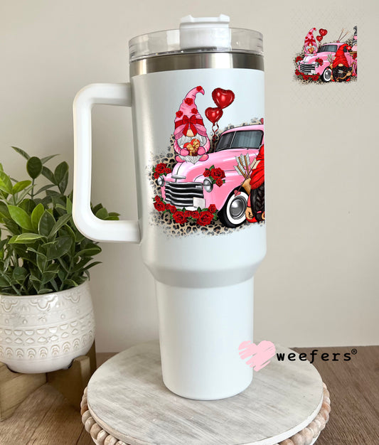 UV DTF Decal - Gnomes Pink Truck Valentine's Day 40oz Tumbler Decal Weefers