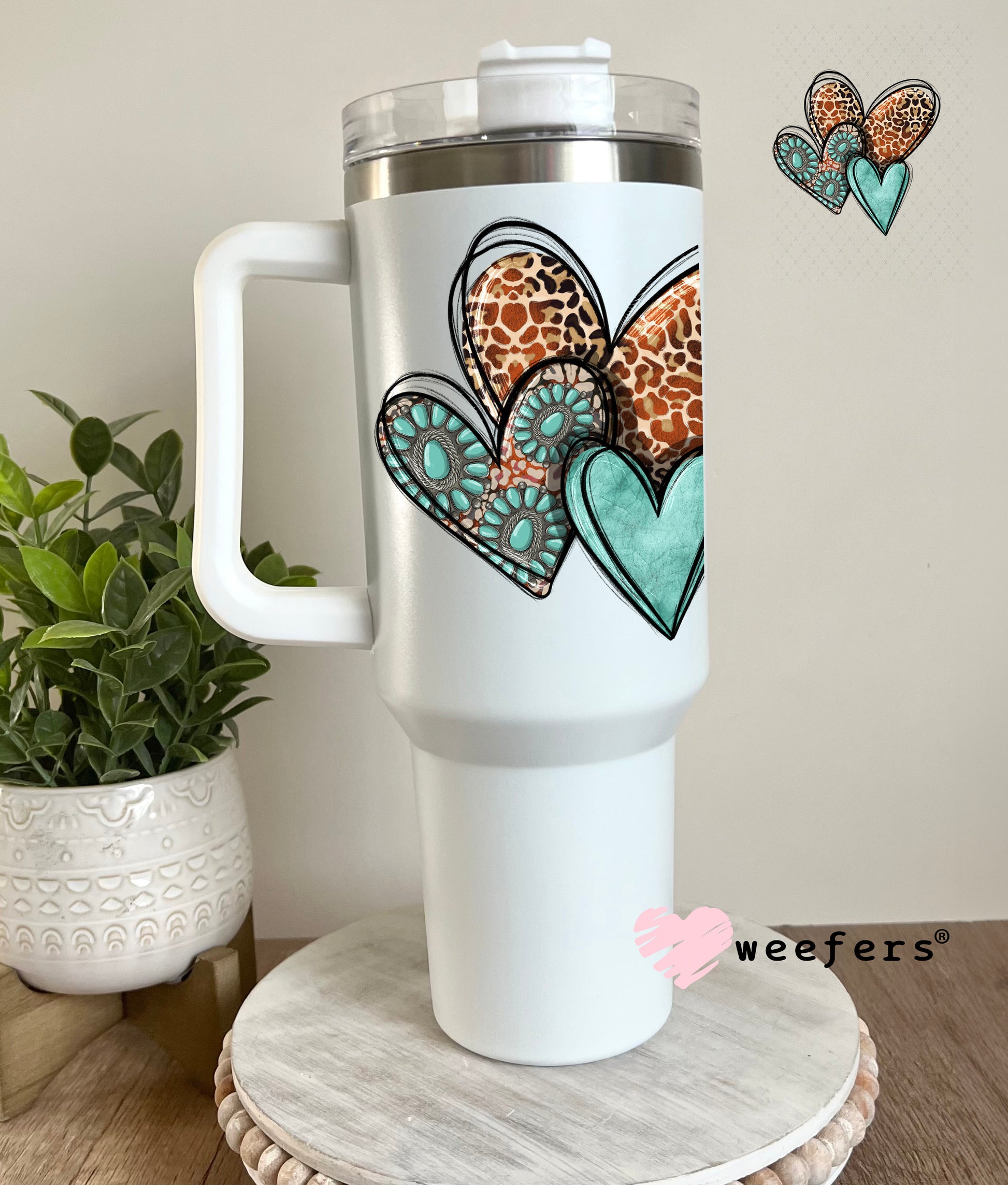 UV DTF Decal - Western Hearts 40oz Tumbler Cup Wrap Weefers