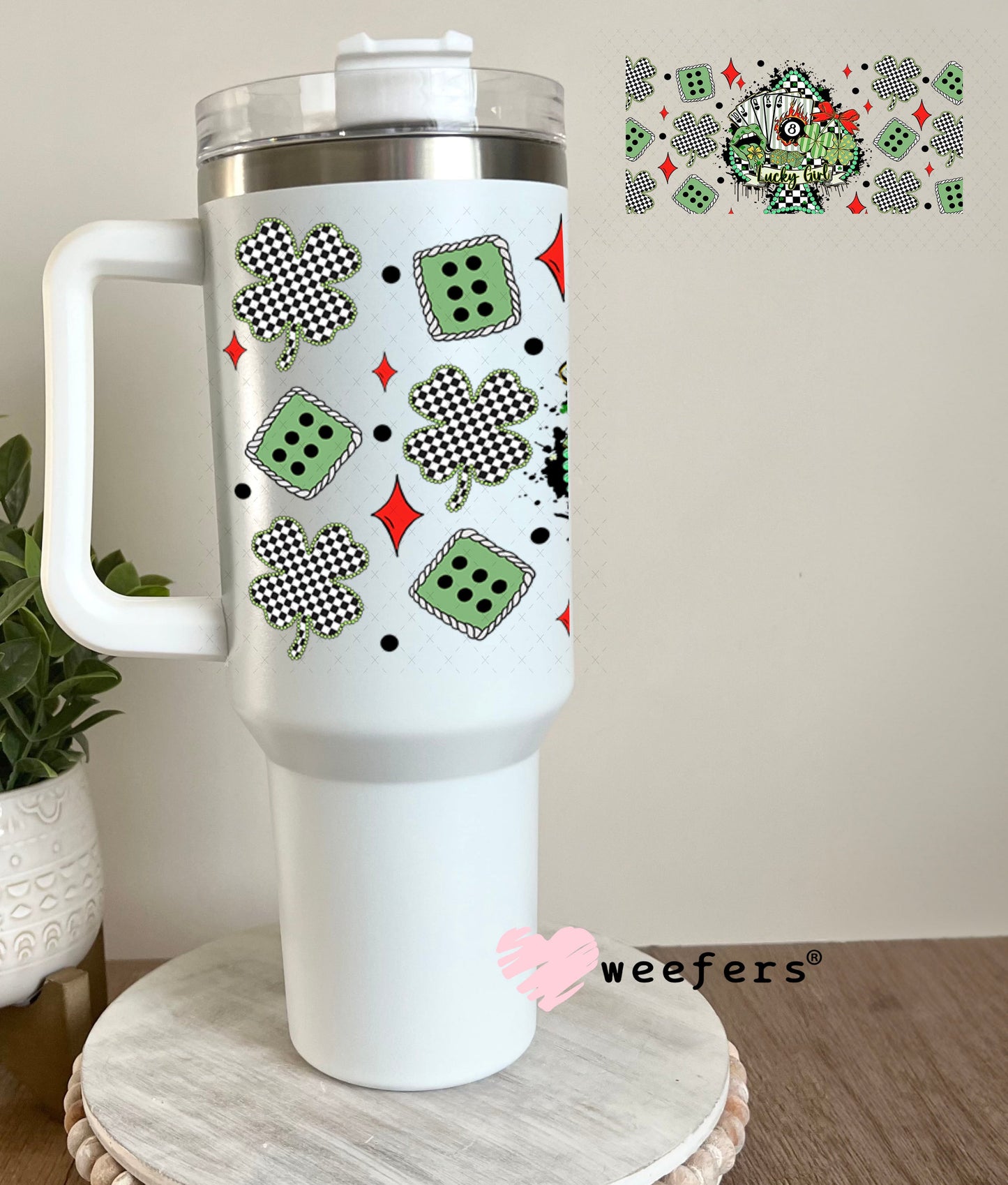 UV DTF Cup Wrap – Lucky Girl Western St Patrick's Day - Weefers Exclusive 40oz Tumbler Wrap Weefers