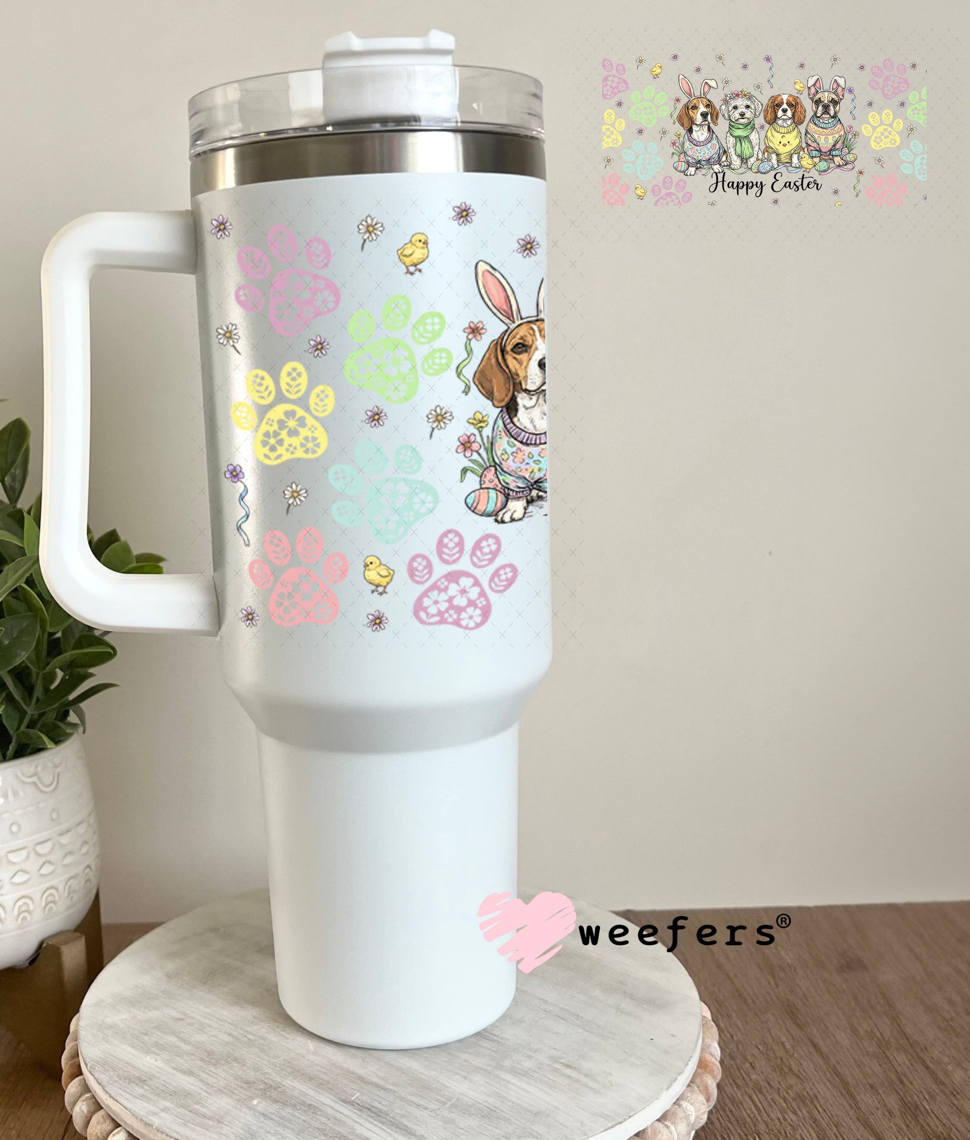 UV DTF Cup Wrap – Happy Easter Dog Friends - Weefers Exclusive 40oz Tumbler Wrap Weefers