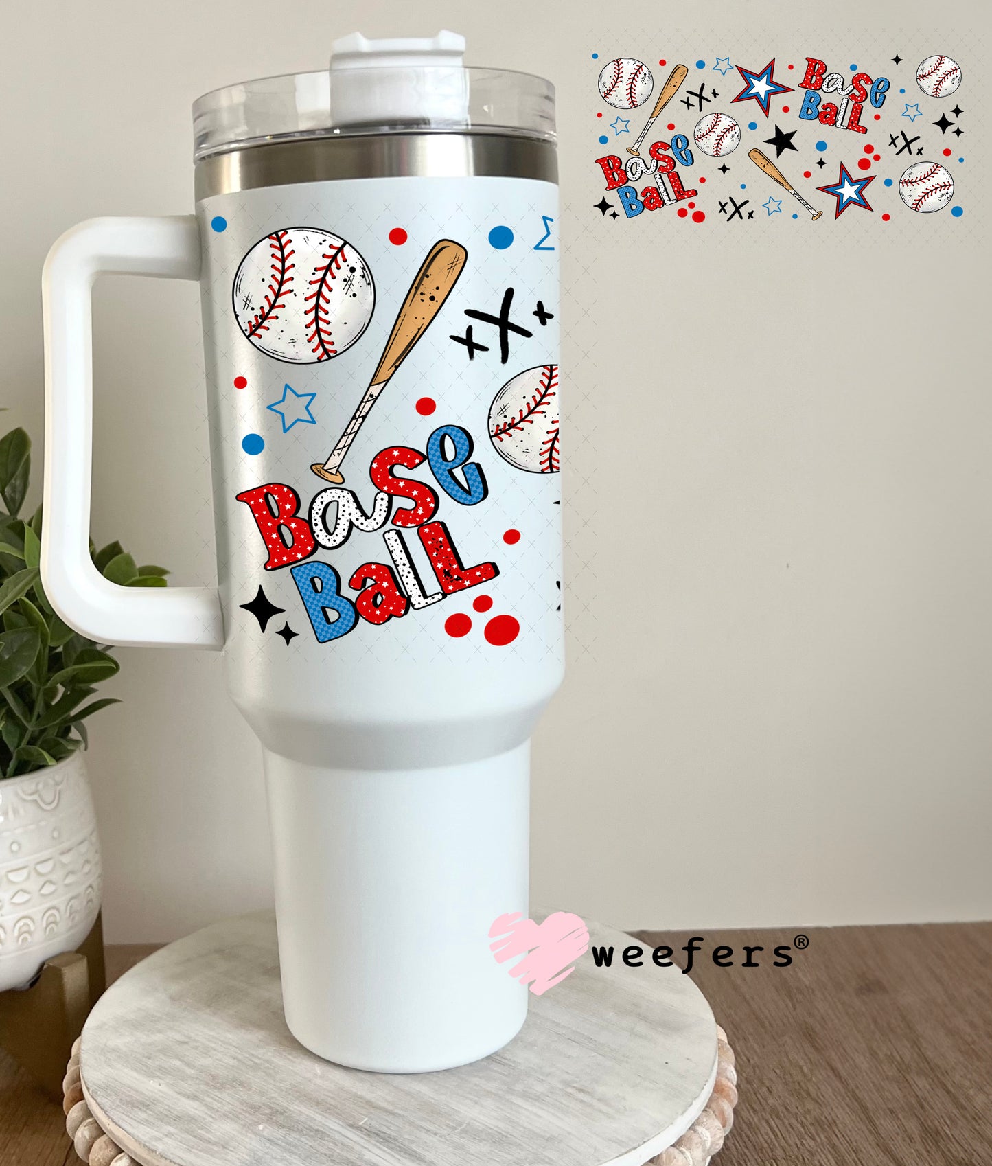 UV DTF Cup Wrap – Baseball Bats and Balls 40oz Tumbler Cup Wrap Weefers