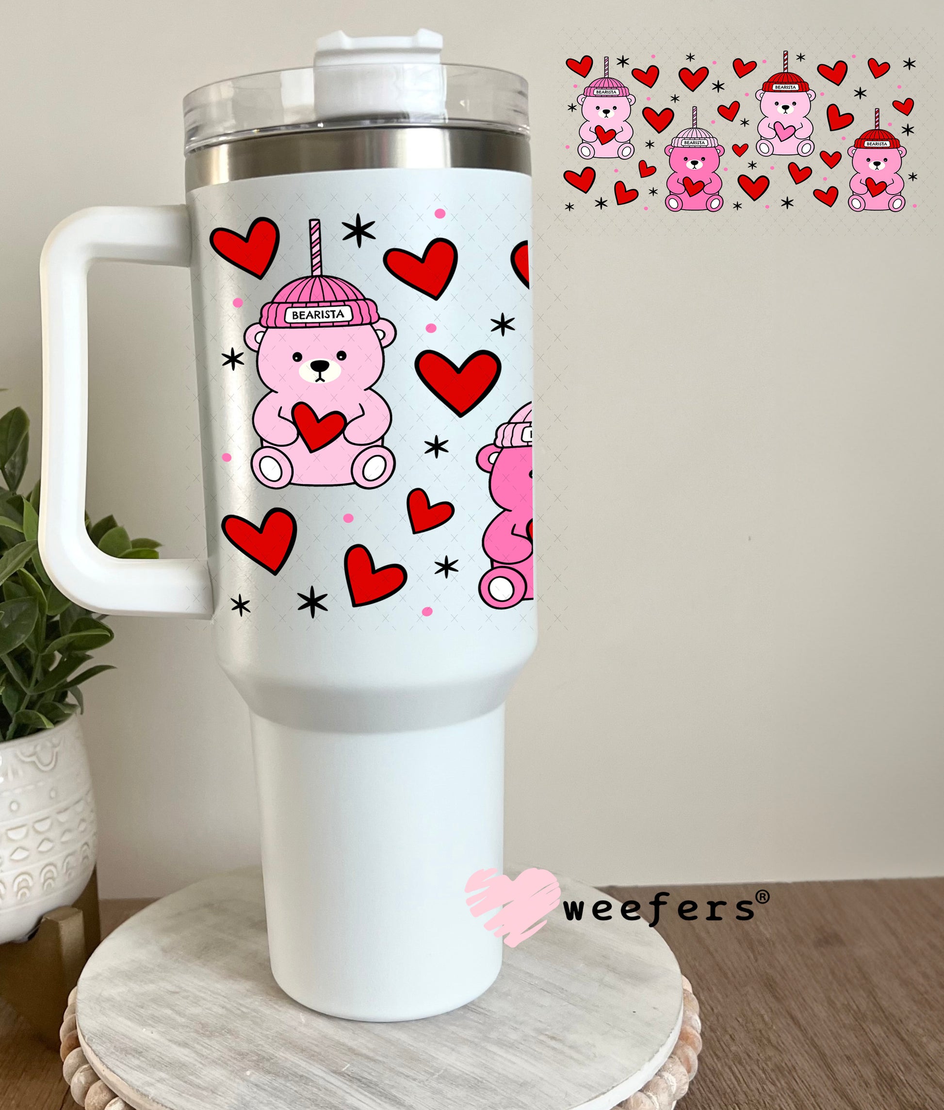 UV DTF Cup Wrap – Viral Pink Bear 40oz Tumbler Cup Wrap Weefers