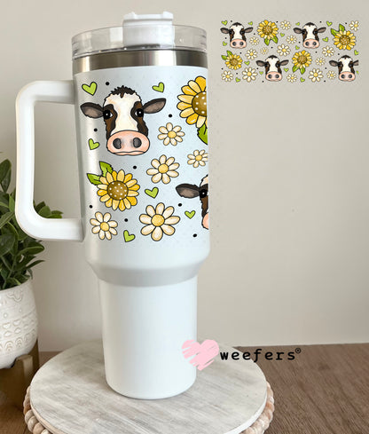 UV DTF Cup Wrap – Sunflower Cow Heads 40oz Tumbler Cup Wrap Weefers