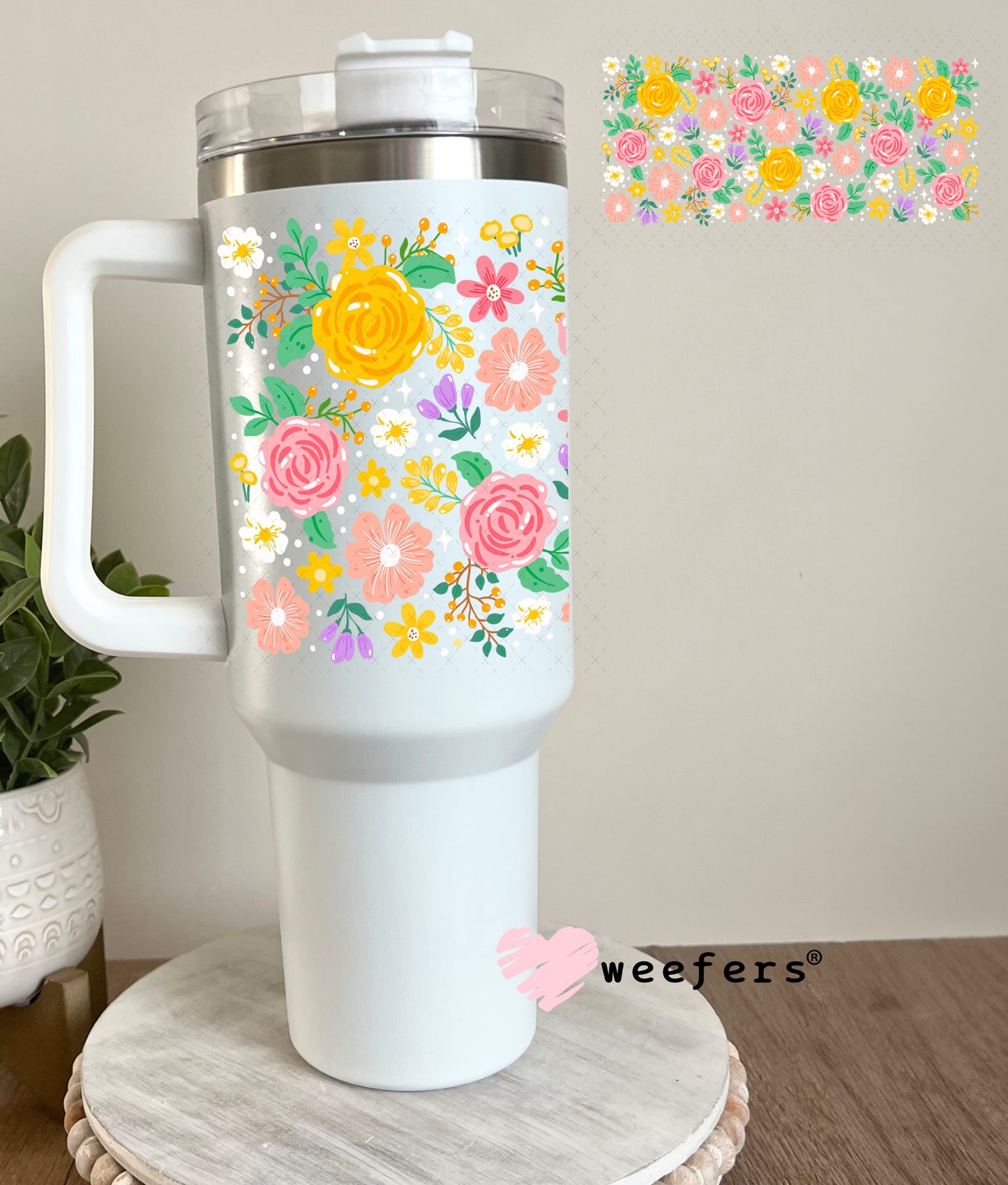 UV DTF Cup Wrap – Spring Roses 40oz Tumbler Cup Wrap Weefers
