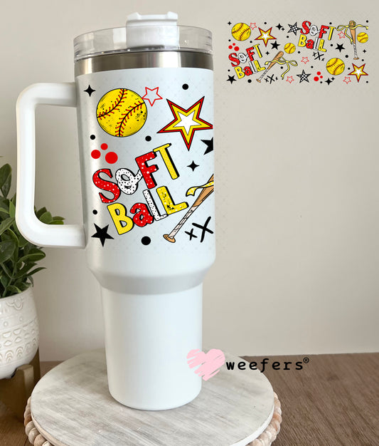 UV DTF Cup Wrap – Softball Bats and Balls 40oz Tumbler Cup Wrap Weefers