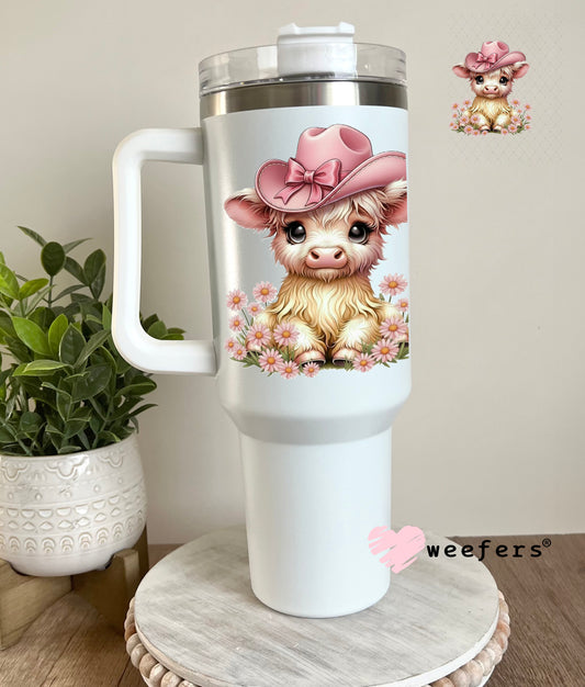 UV DTF Decal - Cowgirl Highlander Cow 40oz Tumbler Decal Weefers