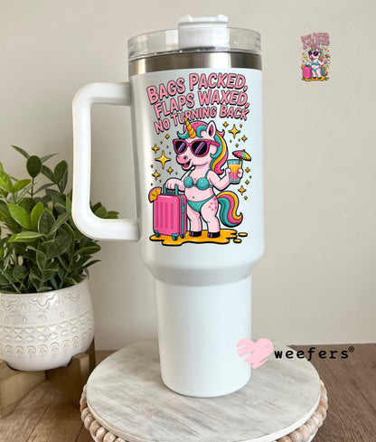 UV DTF Decal - Bags Packed Flaps Waxed No Turning Back 40oz Tumbler Cup Wrap Weefers