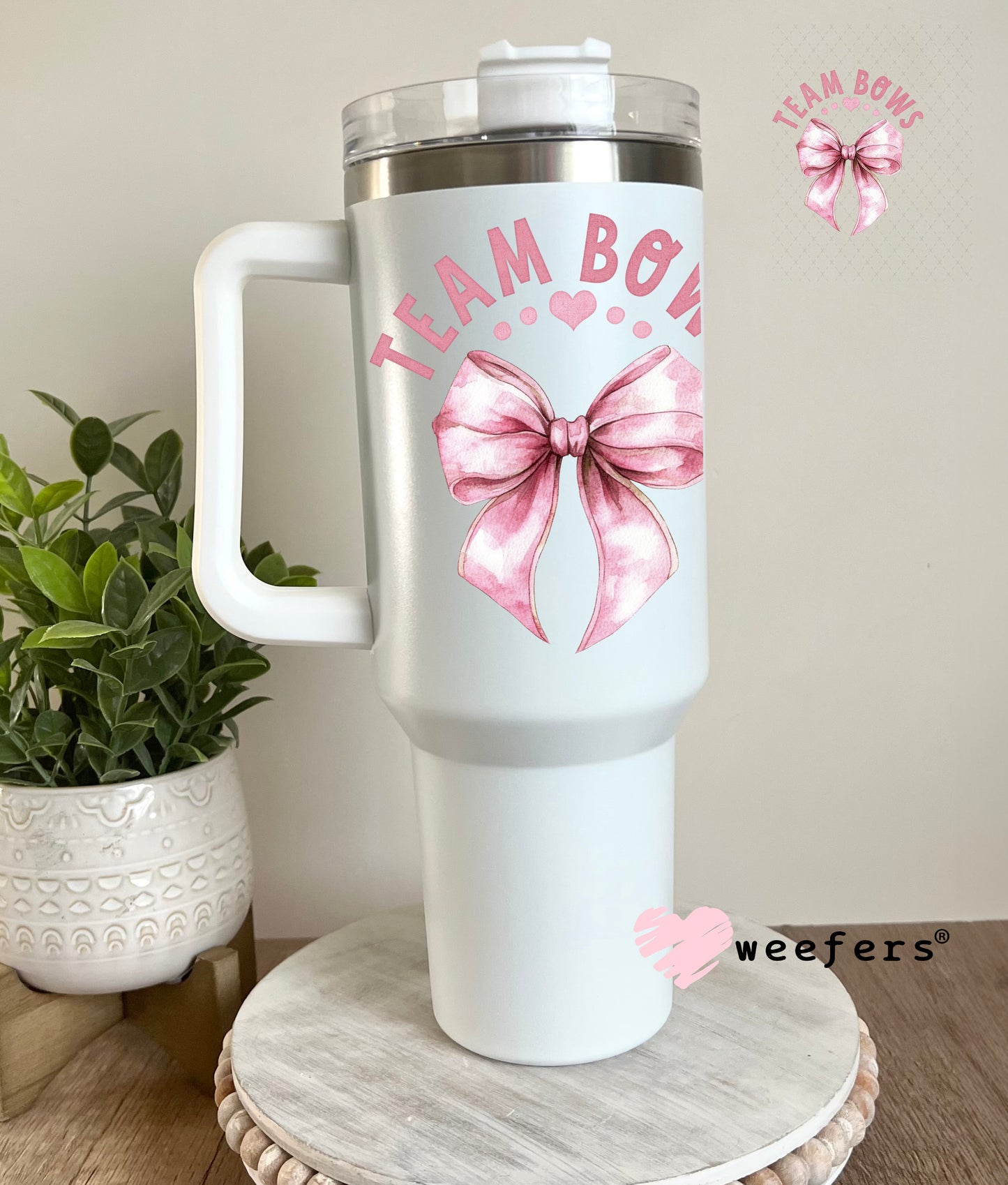 UV DTF Decal - Team Bows Baby Shower Gender Reveal Girl 40oz Tumbler Cup Wrap Weefers