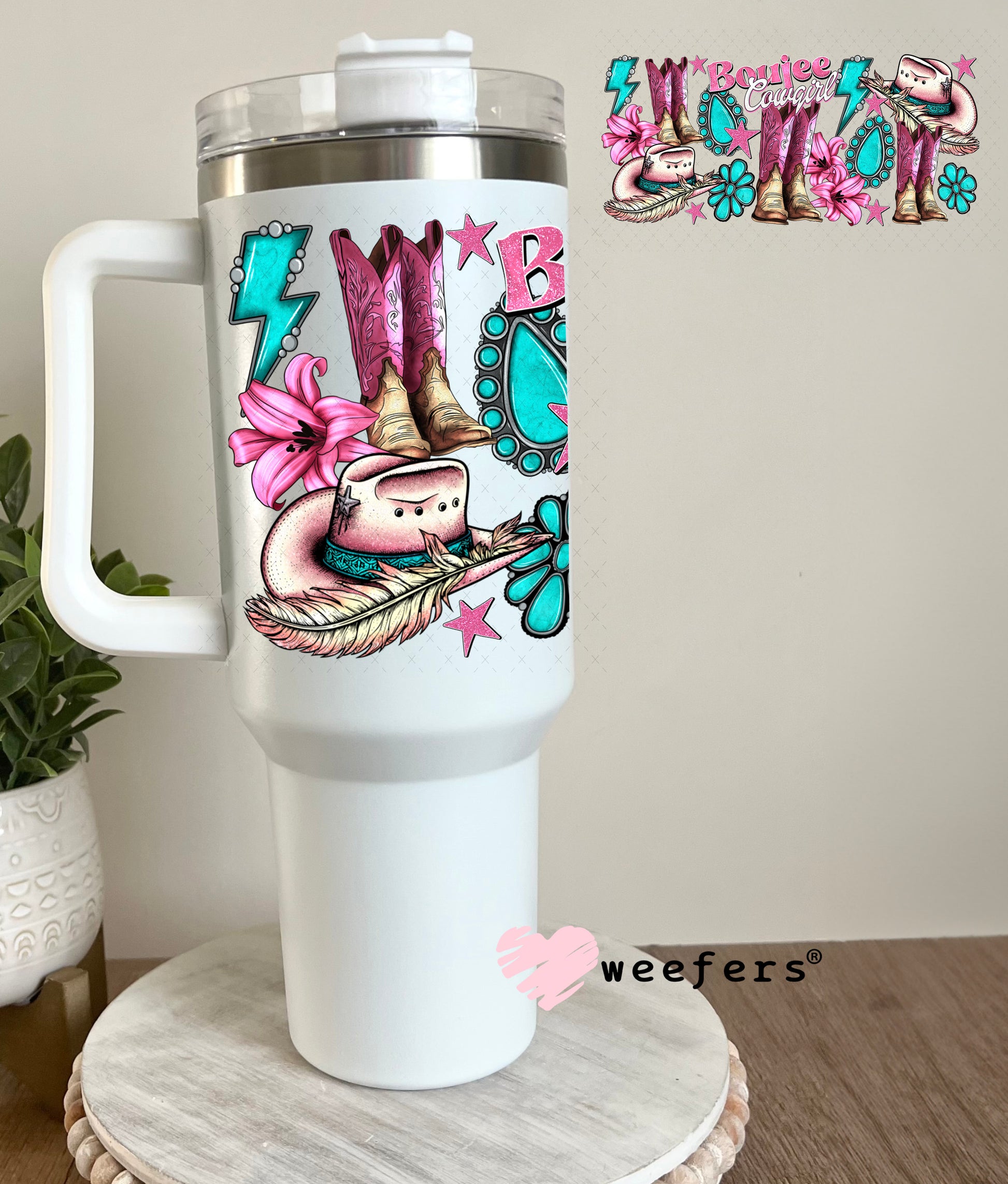 UV DTF Cup Wrap – Boujee Cowgirl 40oz Tumbler Cup Wrap Weefers