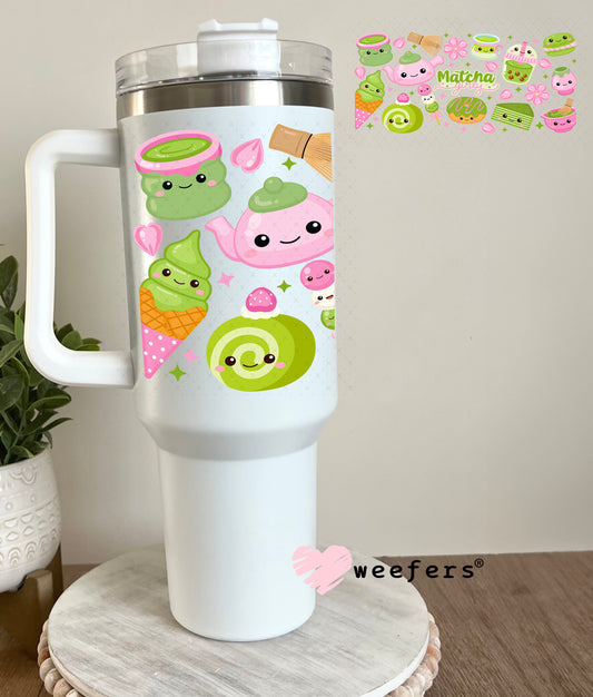 UV DTF Cup Wrap – Match Girly Green and Pink 40oz Tumbler Cup Wrap Weefers