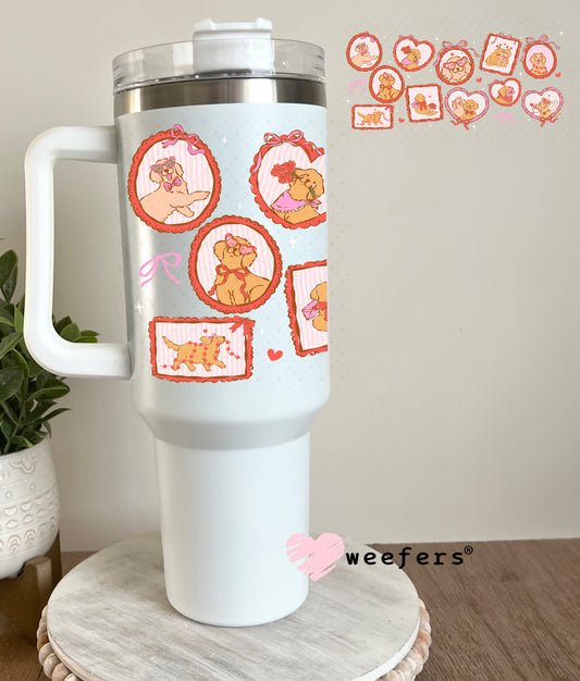 UV DTF Cup Wrap – Golden Retriever Valentine's Day 40oz Tumbler Cup Wrap Weefers