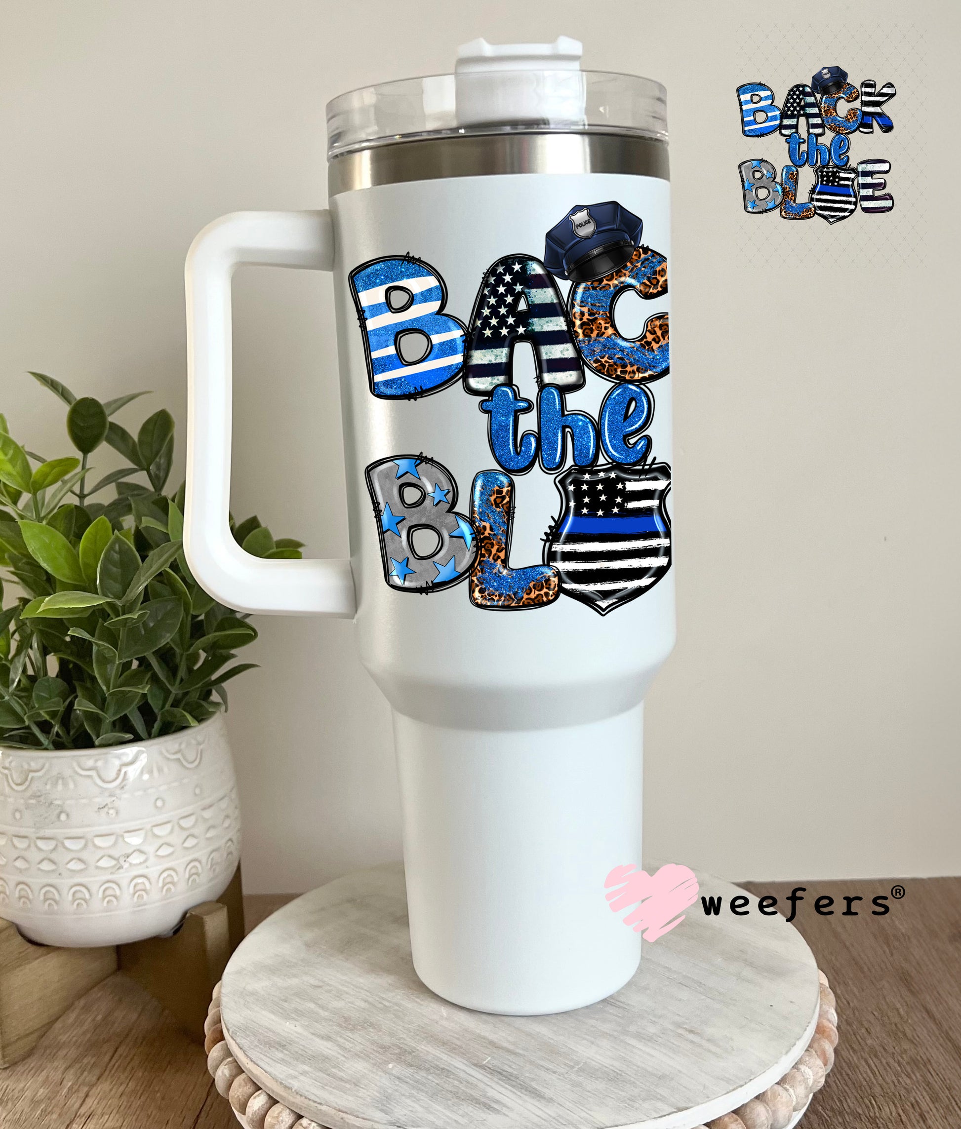 UV DTF Decal - Back the Blue 40oz Tumbler Decal Weefers