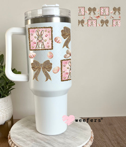 UV DTF Cup Wrap – Rose Gold Bunnies and Bows - Weefers Exclusive 40oz Tumbler Wrap Weefers