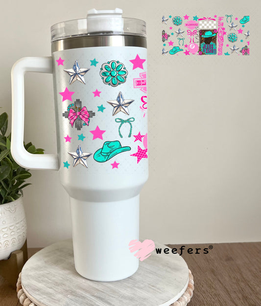 UV DTF Cup Wrap – Jesus is King Teal and Hot Pink - Weefers Exclusive 40oz Tumbler Wrap Weefers
