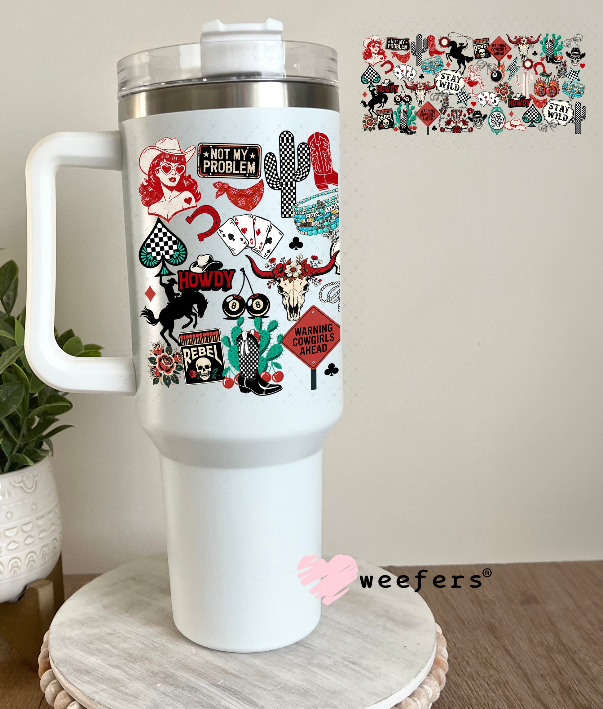 UV DTF Cup Wrap – Stay Wild Cowgirl Sass 40oz Tumbler Cup Wrap Weefers