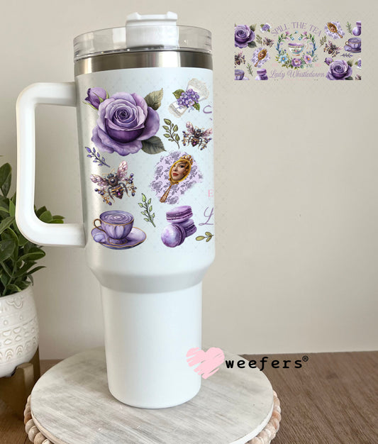UV DTF Cup Wrap – Regency Garden Spill the Tea - Weefers Exclusive 40oz Tumbler Wrap Weefers