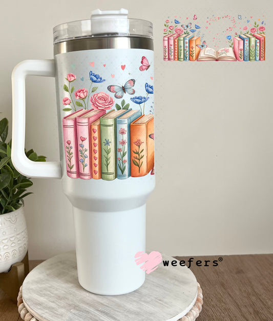 UV DTF Cup Wrap – Floral Books 40oz Tumbler Cup Wrap Weefers