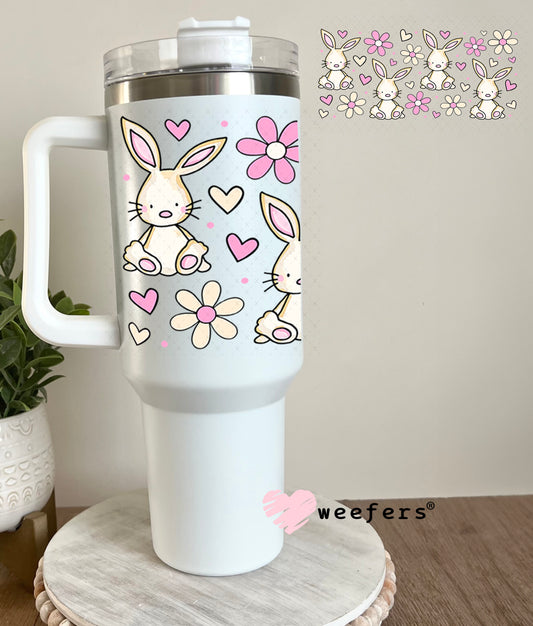 UV DTF Cup Wrap – Bunnies and Daisies 40oz Tumbler Cup Wrap Weefers