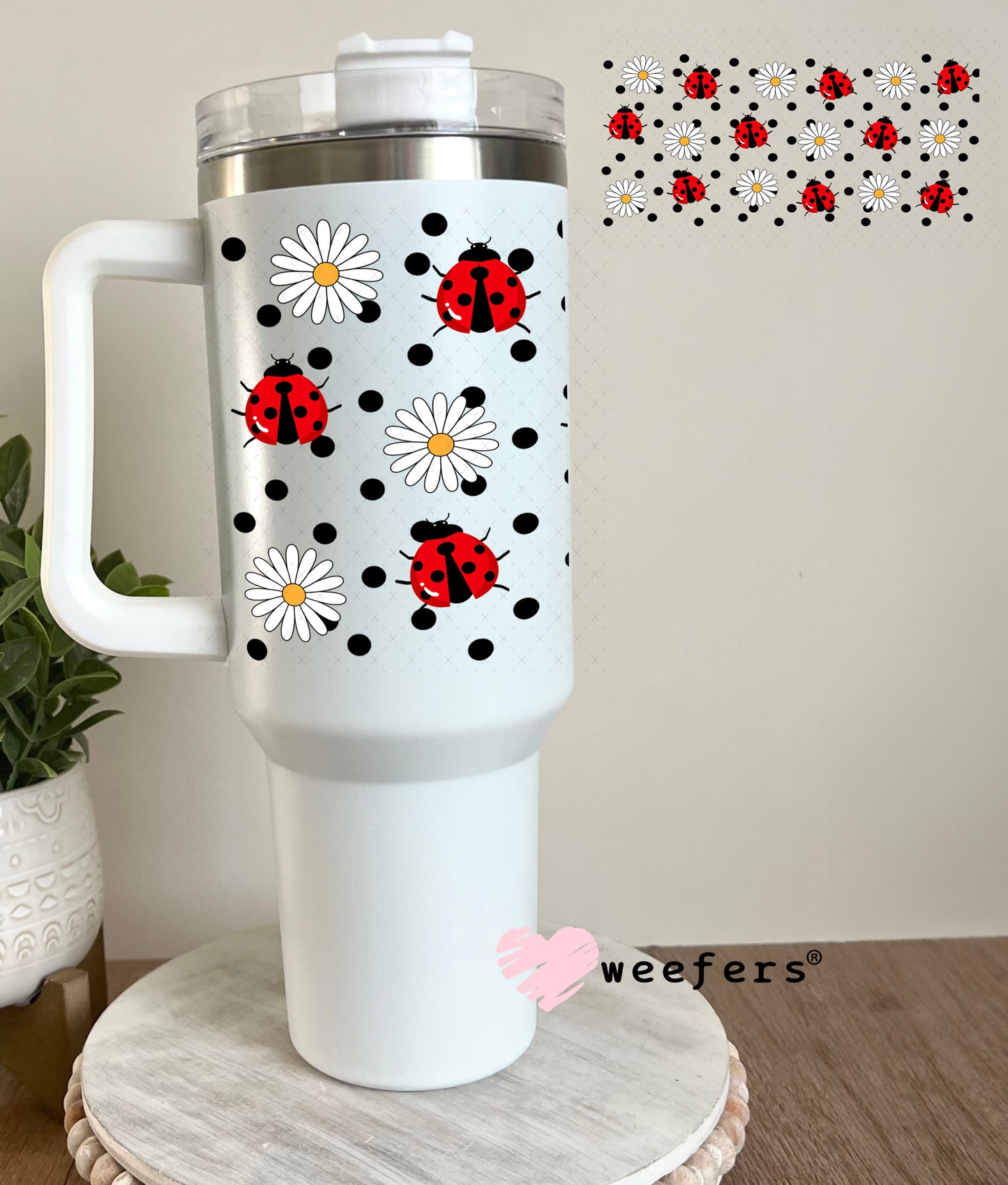 UV DTF Cup Wrap – Ladybugs and flowers