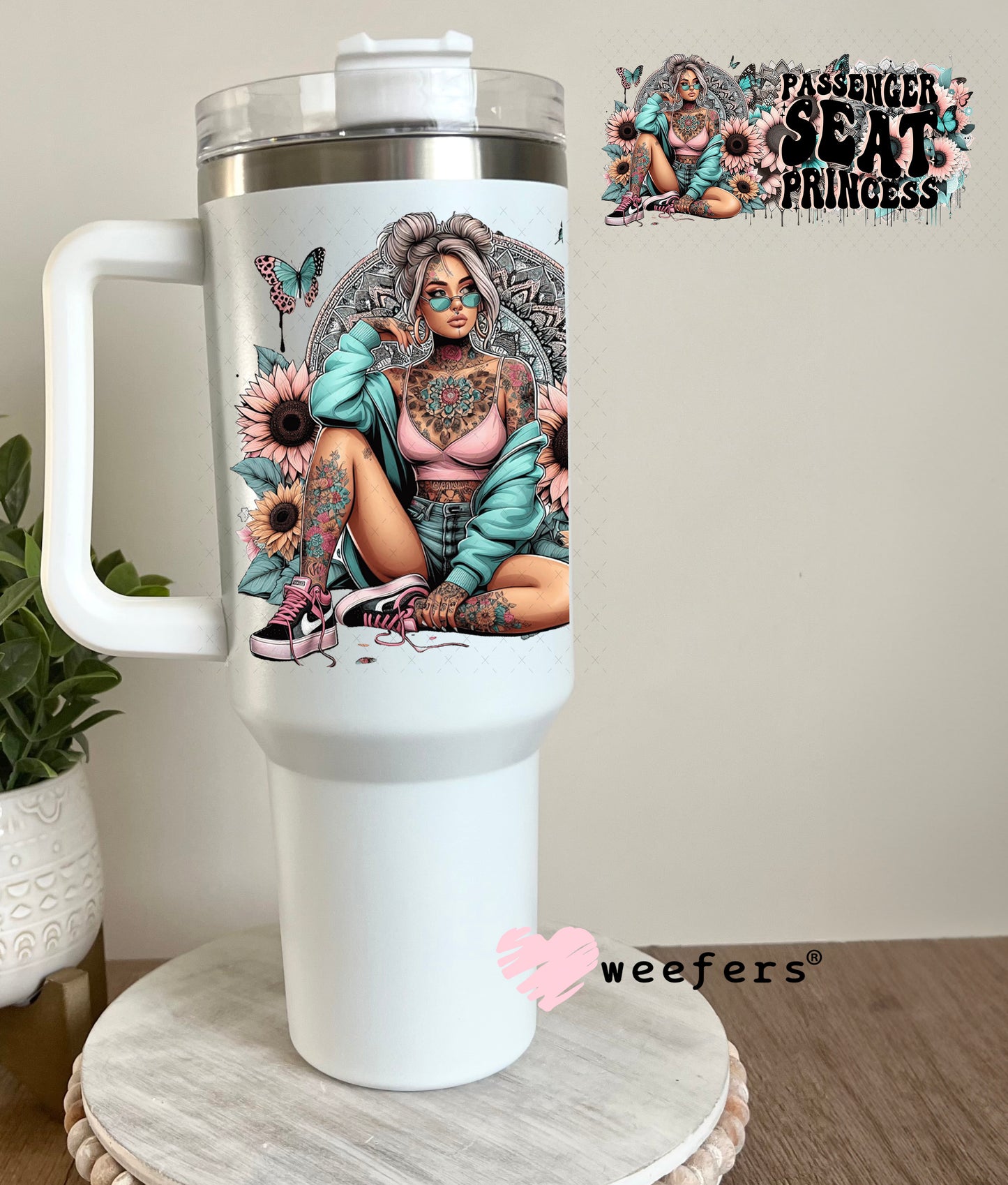 UV DTF Cup Wrap – Passenger Seat Princess 40oz Tumbler Cup Wrap Weefers