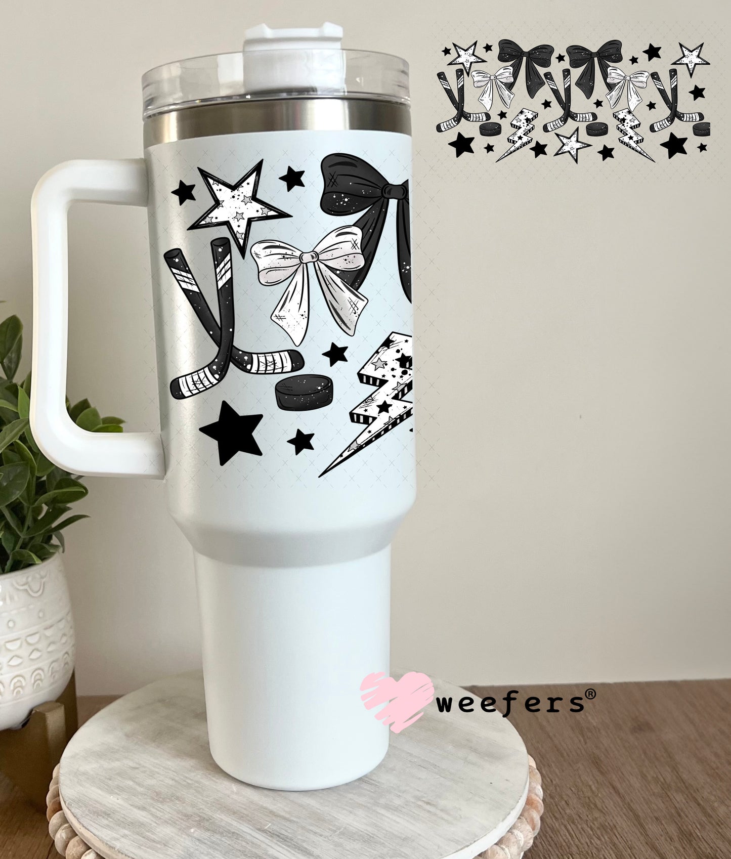 UV DTF Cup Wrap – Hockey Black and White