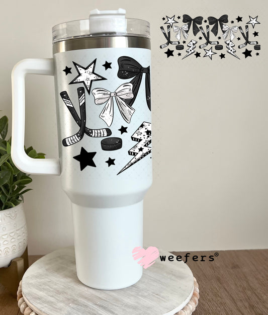UV DTF Cup Wrap – Hockey Black and White 40oz Tumbler Cup Wrap Weefers