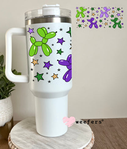 UV DTF Cup Wrap – Mardi Gras Balloon Dogs 40oz Tumbler Cup Wrap Weefers