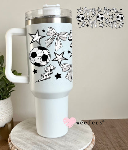 UV DTF Cup Wrap – Soccer Black and White 40oz Tumbler Cup Wrap Weefers